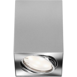 Eckige Briloner LED Deckenleuchte Tube, silberfarbenes Metall. Moderne Wandlampe für Innenräume.