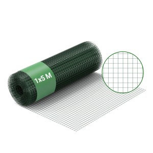 Grüner Wiltec Volierendraht, 5 m Rolle, Maschenweite 12x12 mm, Drahtgitter aus Stahl.