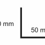 Sarei Winkelprofil 50/50 HG1, Aluminiumprofil im Querschnitt mit Maßangaben.