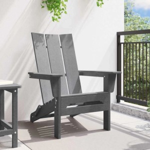 Hellgrauer, klappbarer Adirondack-Stuhl aus HDPE für Garten und Terrasse.