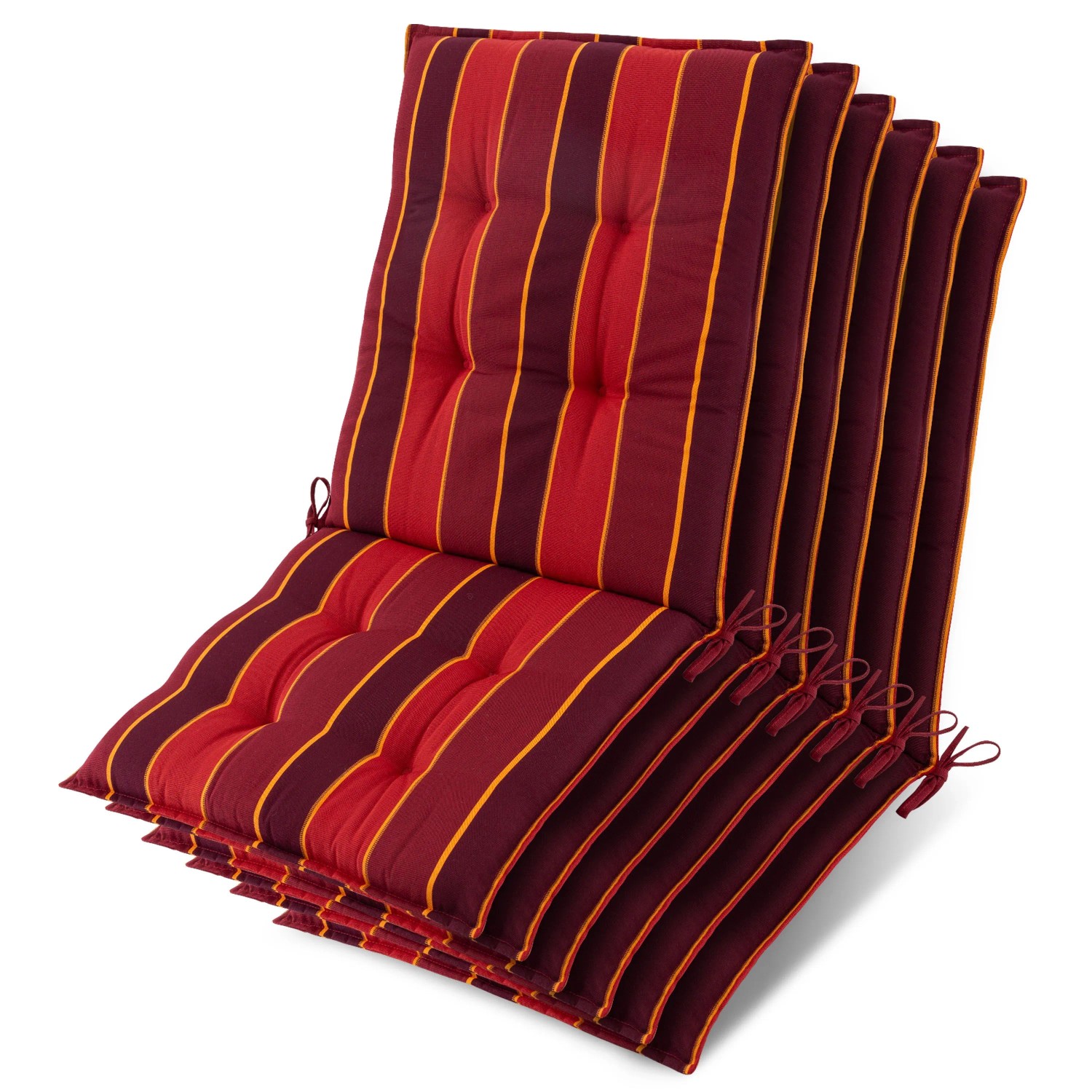 Beautissu 6x Niederlehner Sun-NL Auflage 105x50x8cm Rot-Gestreift