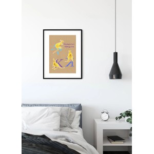 Komar Wandbild ABC Animal K, 40x50 cm, mit Illustrationen von Kängurus und dem Buchstaben K.