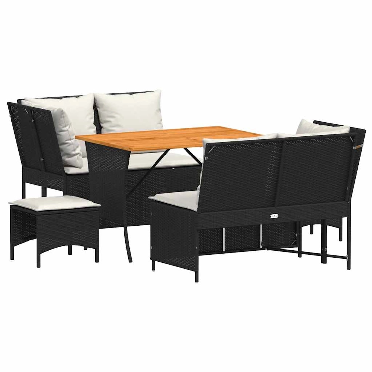 vidaXL 5-Tlg Garten-Sofagarnitur mit Kissen Schwarz Poly Rattan 3365345 günstig online kaufen