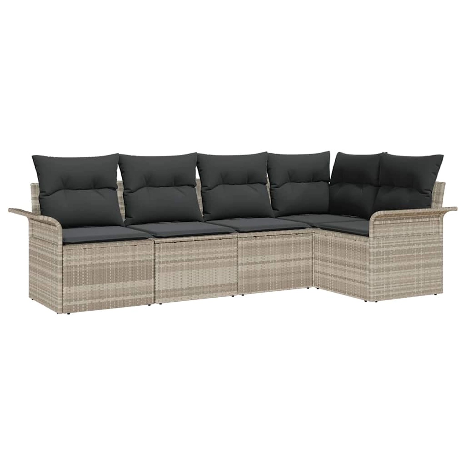 vidaXL Garten-Sofa-Set mit Kissen 5-Tlg Hellgrau Poly Rattan 3354031 günstig online kaufen