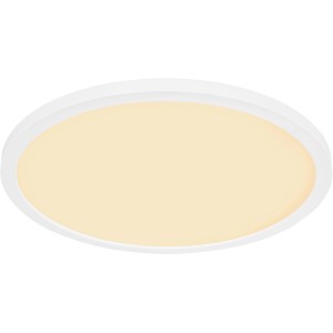 Weiße, runde LED Deckenleuchte Sapana, Ø 29,4 cm, für Bad und andere Räume.