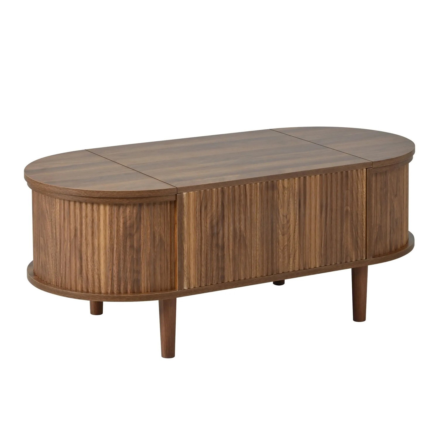 okwish Couchtisch mit Stauraum Verstellbar Holzbeine Wohnzimmer 100x48x53 cm Braun