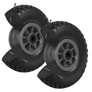 2er Set TRUTZHOLM Sackkarrenräder, PU, 260x85mm, pannensicher, mit grauer Kunststofffelge.