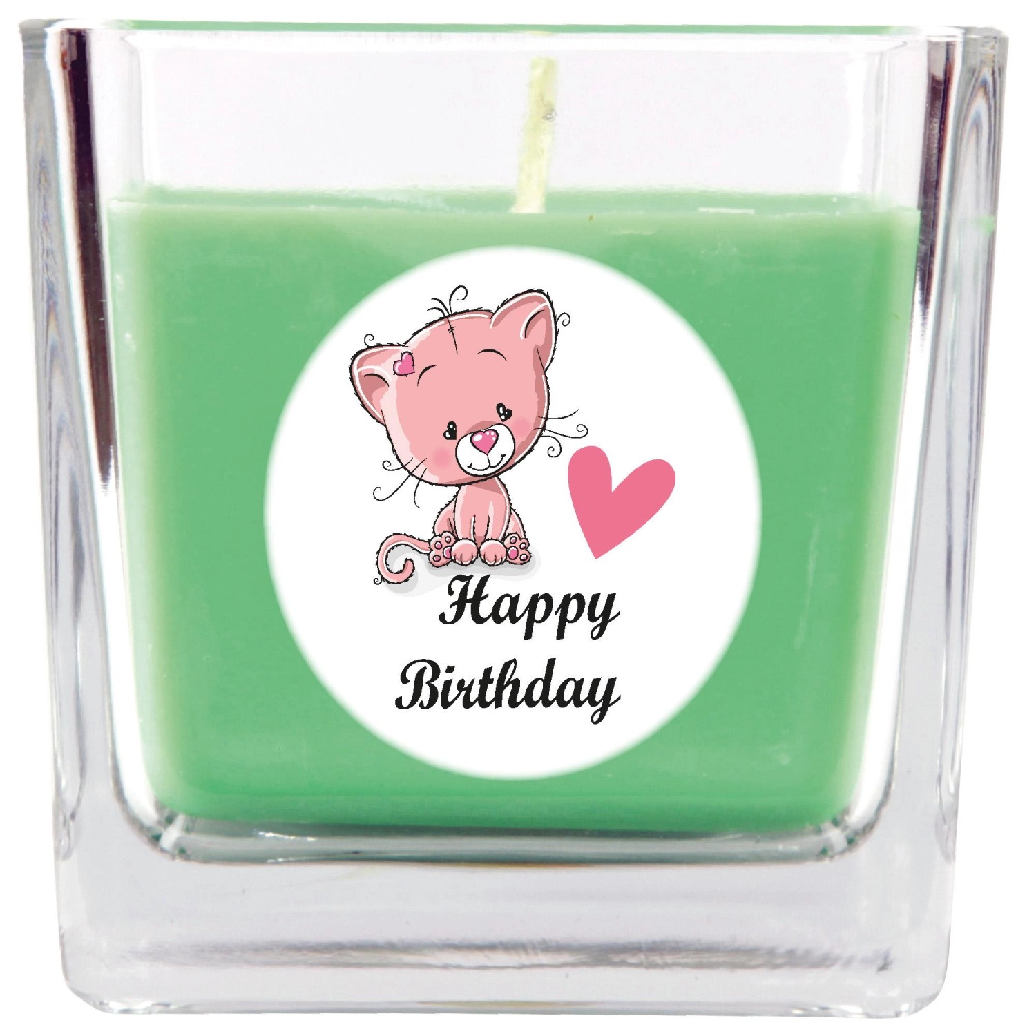 HS Candle Duftkerze & Glas Happy Birthday Viereck Coconut Limes Katze günstig online kaufen