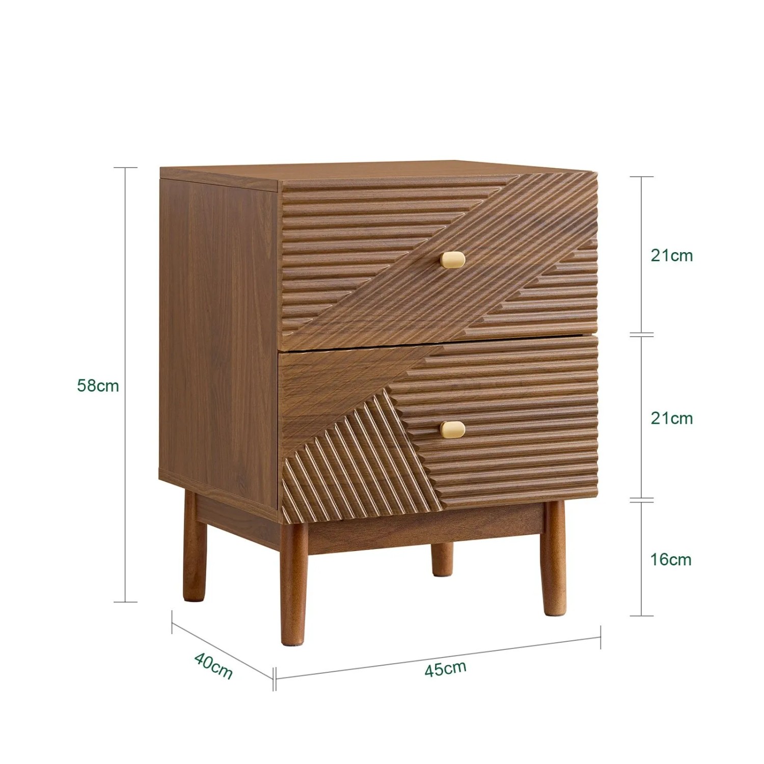 Brauner SoBuy Vintage Nachttisch FBT170-N mit 2 Schubladen und Gummibaumbeinen.