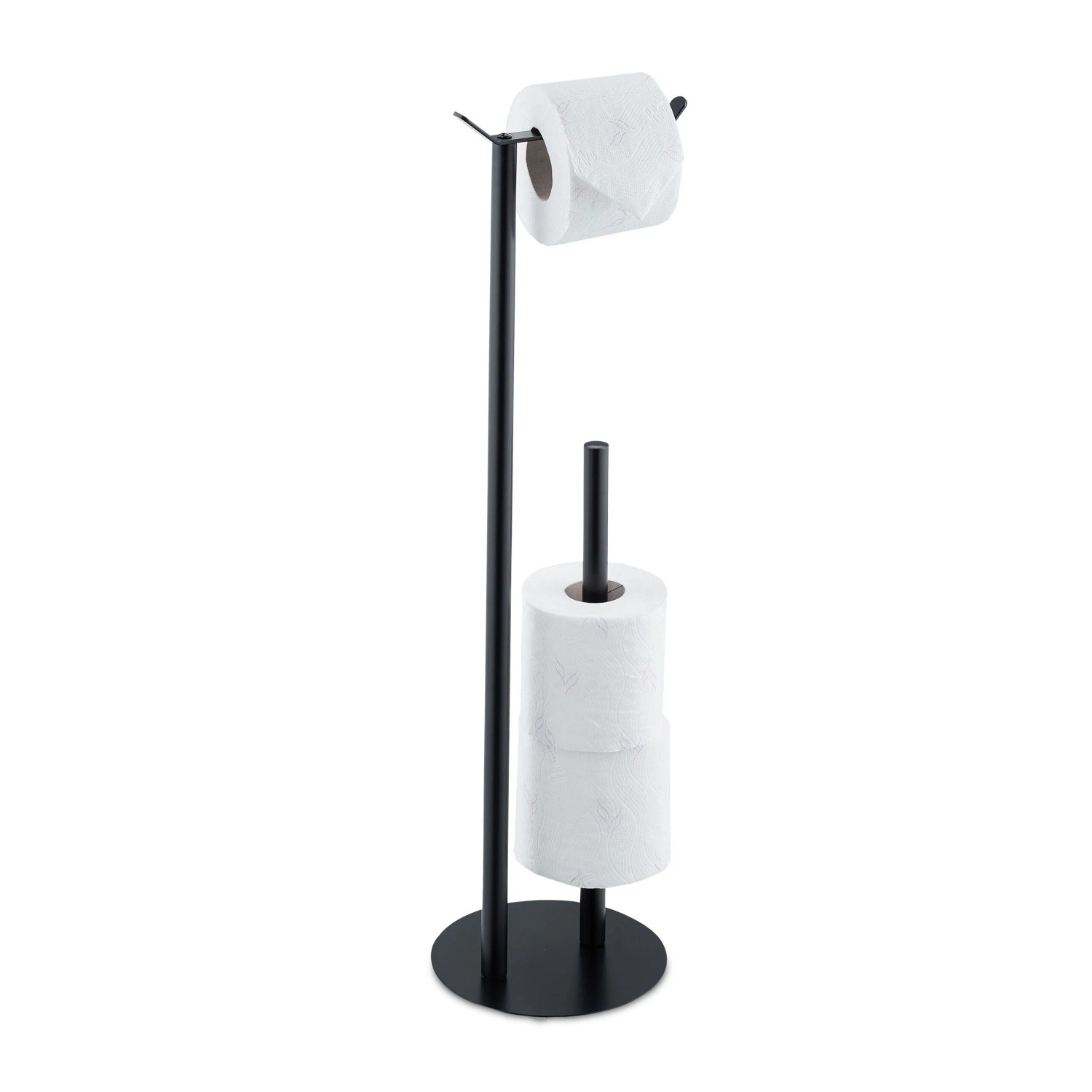 Relaxdays Toilettenpapierhalter Stahl Schwarz Freistehend 62 cm x 20 cm x 17,5 cm