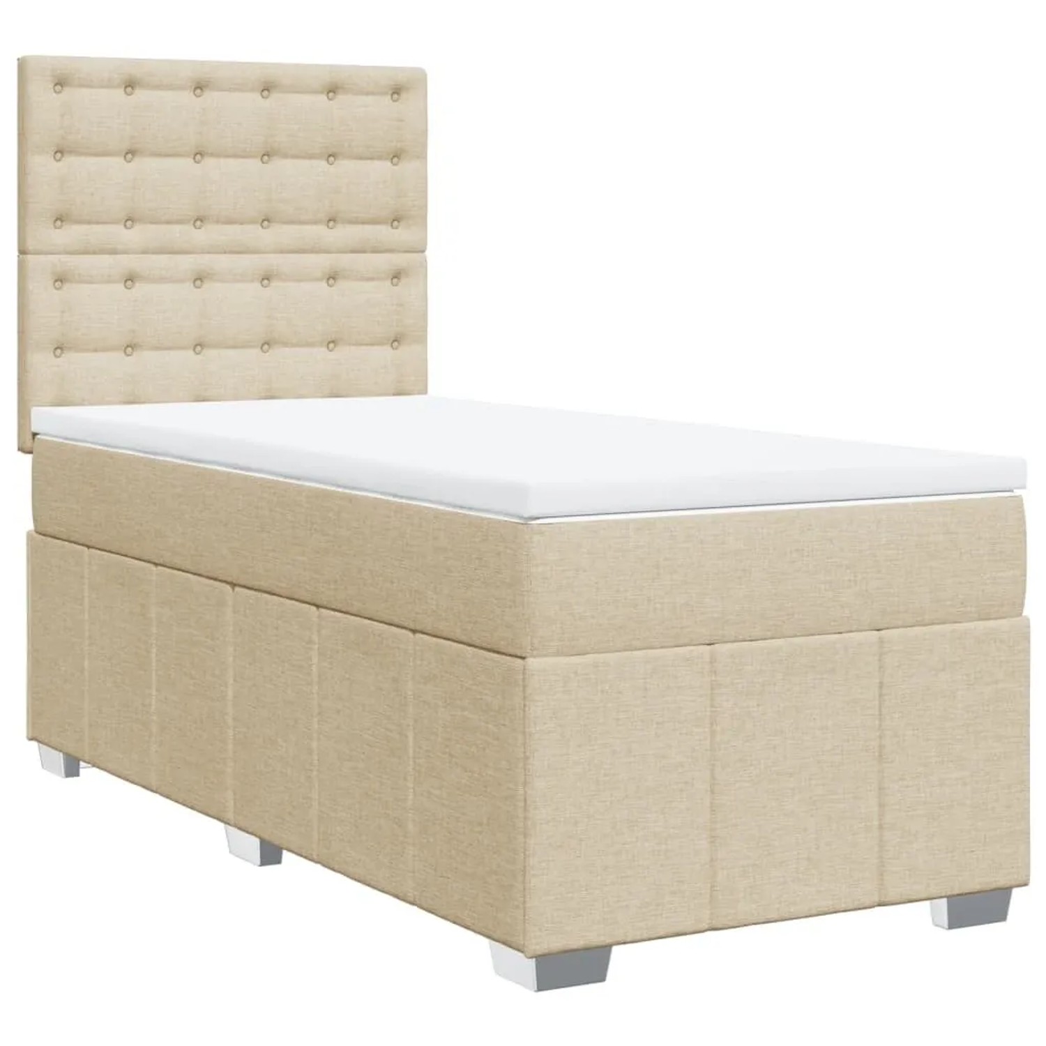 vidaXL Boxspringbett mit Matratze Creme 100x200 cm Stoff 3291598