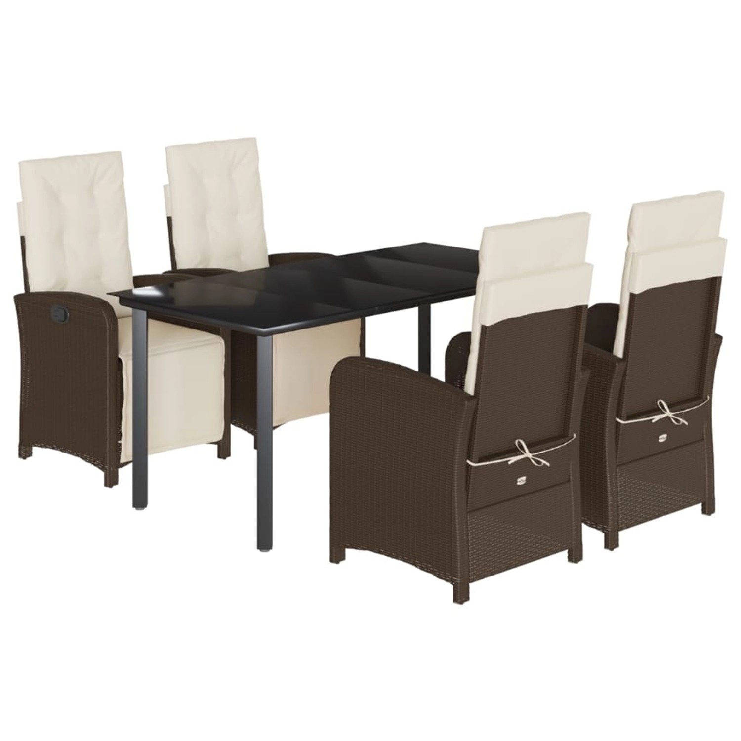 vidaXL 5-Tlg Garten-Essgruppe mit Kissen Braun Poly Rattan 3212552 günstig online kaufen