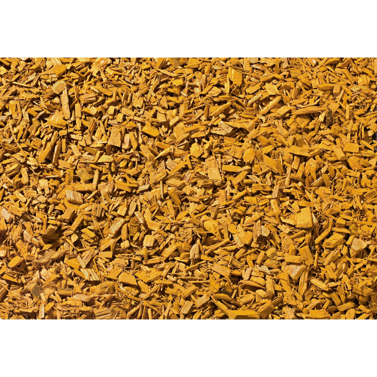 OBI Gartendekor Ahorn: Gelber Dekormulch aus Holz, ideal zur Beetabdeckung und Unkrautvermeidung.
