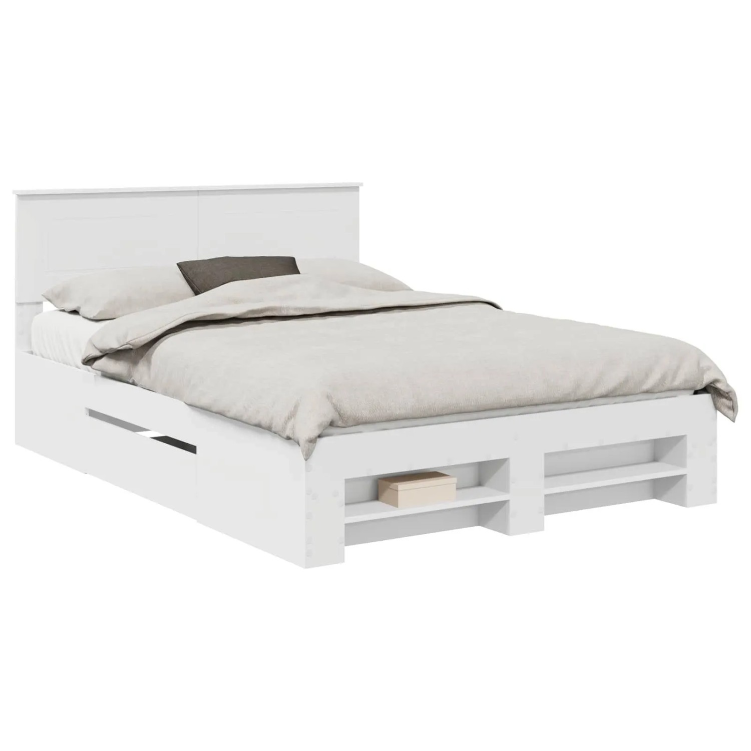 vidaXL Bettrahmen mit Kopfteil Weiß 150 x 200 cm Holzwerkstoff 3408746