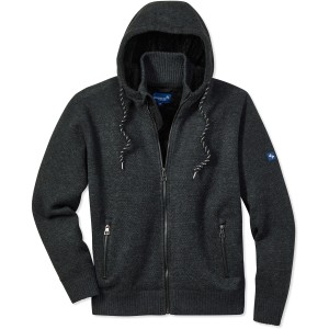 Anthrazit-schwarze Scheibler Strickjacke Schärding mit Kapuze und Reißverschluss. Workwear für Herren.