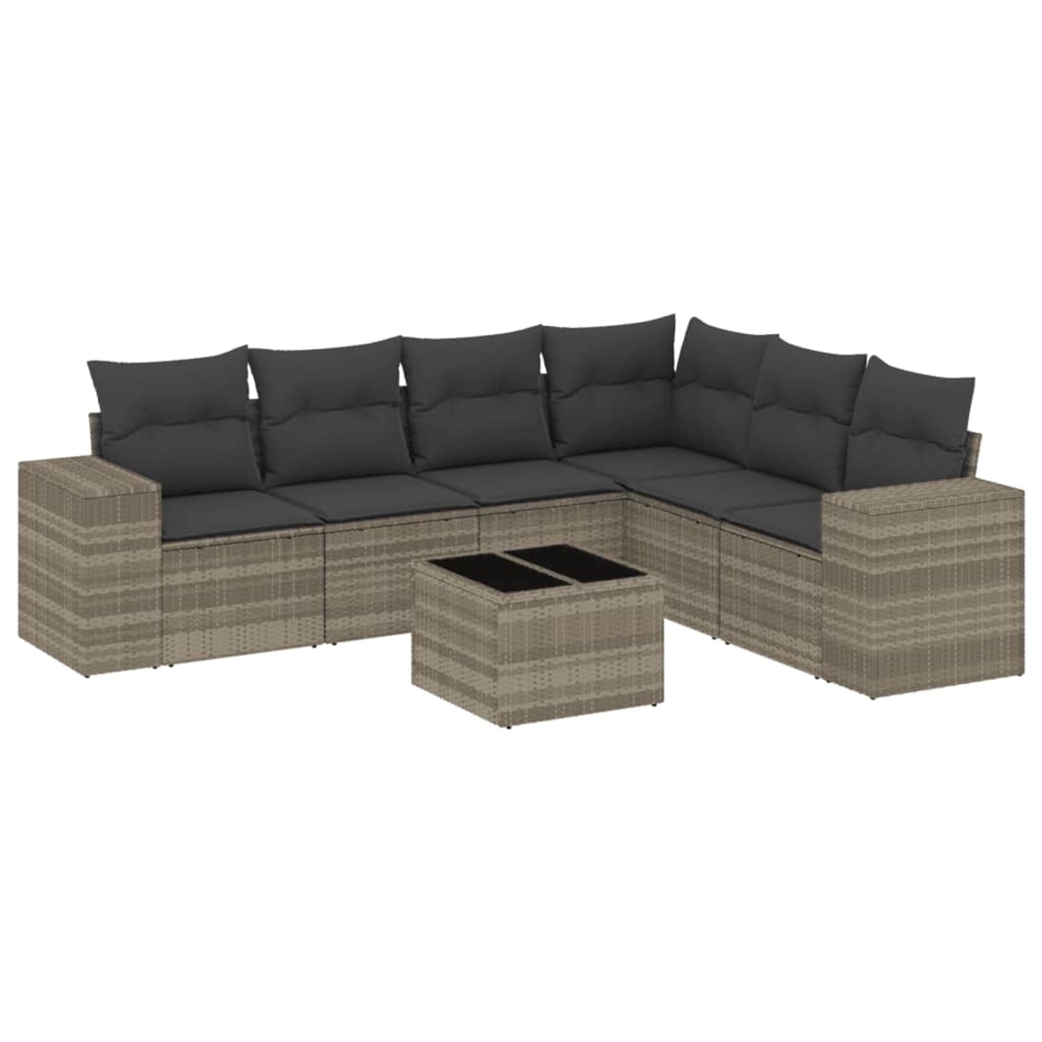 vidaXL 7-Tlg Garten-Sofagarnitur mit Kissen Hellgrau Poly Rattan 3254959 günstig online kaufen