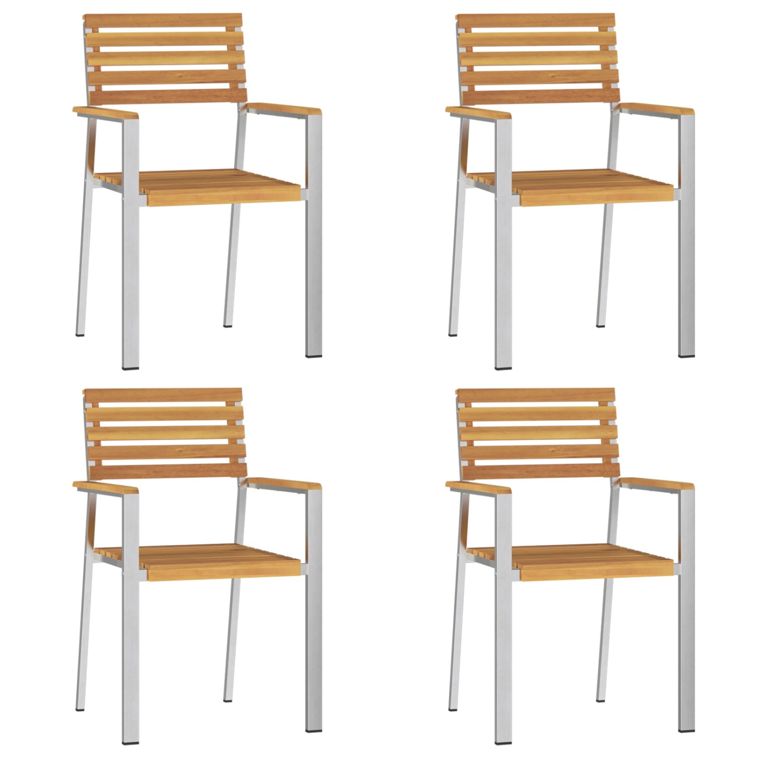 5-teiliges Garten-Essset aus Akazienholz mit 4 Stühlen und Tisch für den Außenbereich.