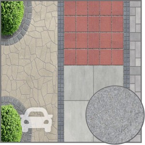 Anwendungsbeispiel Terralith 2k Pflasterfugenmörtel Granit Grau auf verschiedenen Pflasterflächen, auch für PKW. Detailansicht der Textur.