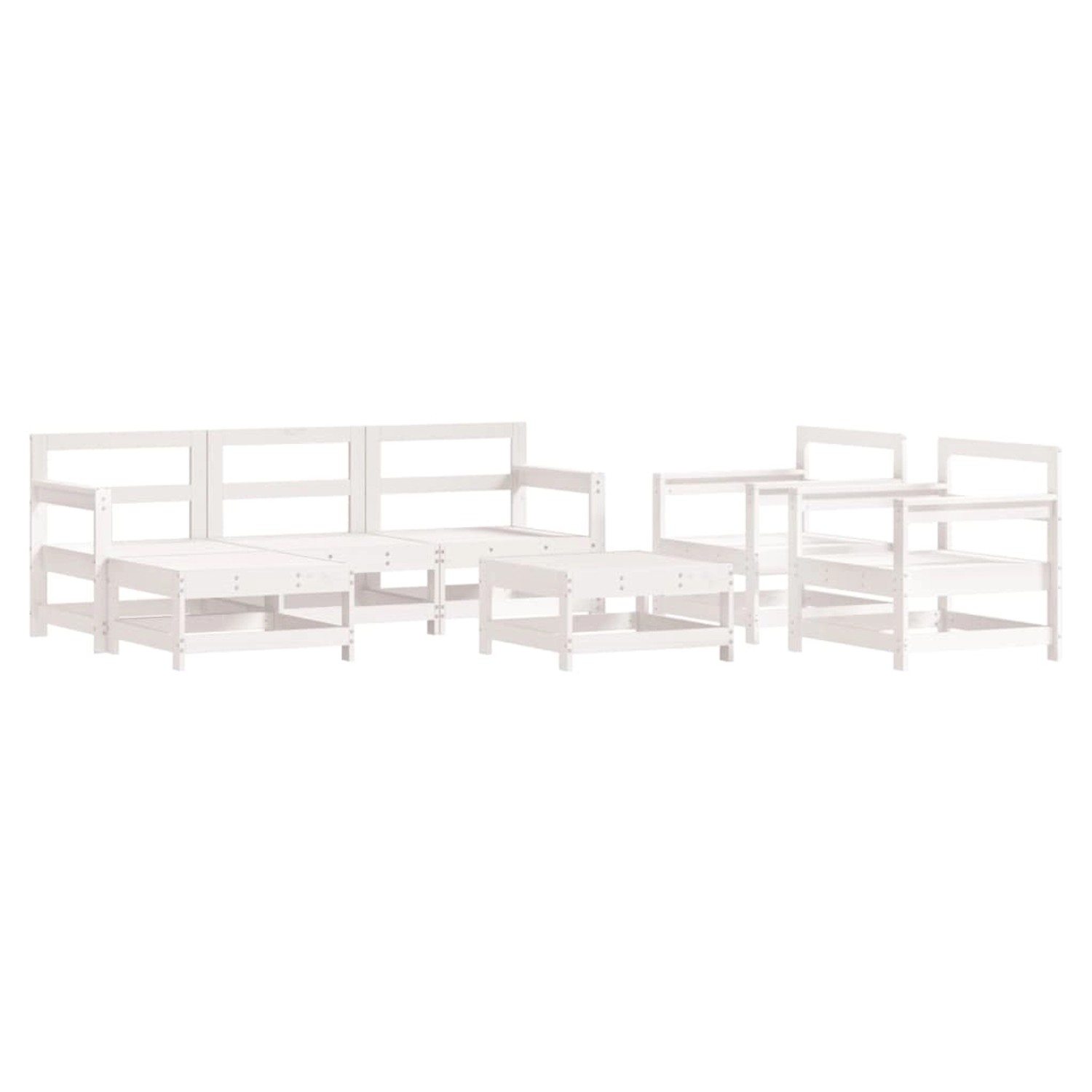 vidaXL 7-Tlg Garten-Lounge-Set Weiß Massivholz Kiefer 3186229 günstig online kaufen