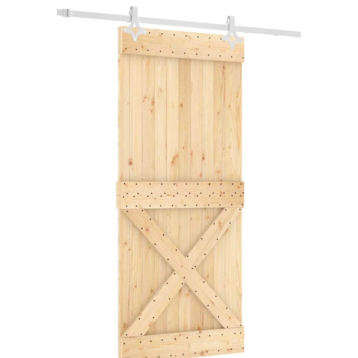 vidaXL Schiebetür Natur und Weiß 90 x 210 cm Massivkiefer 3445094