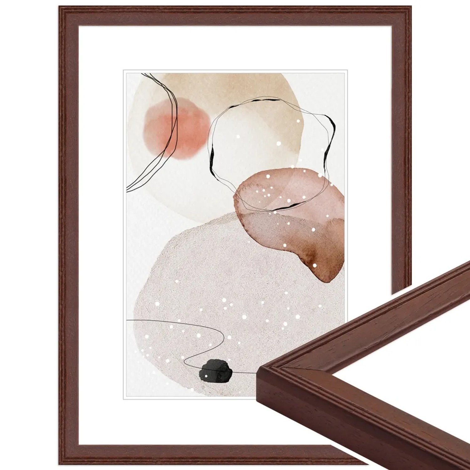 Bilderrahmen H320 in Nussbaum-Optik, 20x30 cm, aus Massivholz im klassischen Stil.