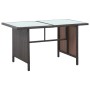 Tisch aus braunem Poly Rattan mit Glasplatte, Teil des vidaXL Garten-Lounge-Sets.
