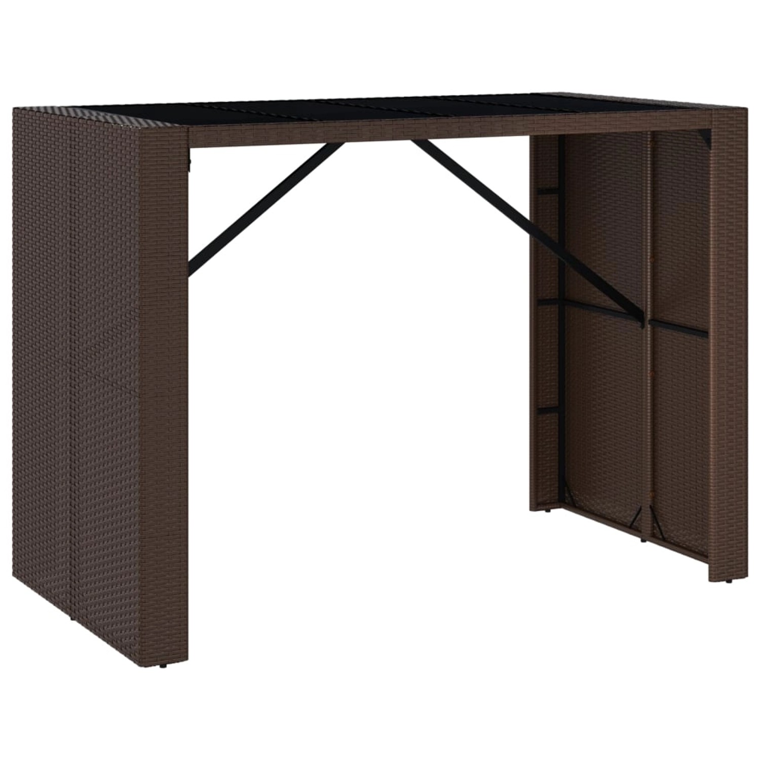 vidaXL Bartisch mit Glasplatte Braun 145x80x110 cm Poly Rattan 362596 günstig online kaufen