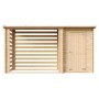TIMBELA Gartenhaus mit Brennholzregal, unbehandeltes Holz, ohne Boden.