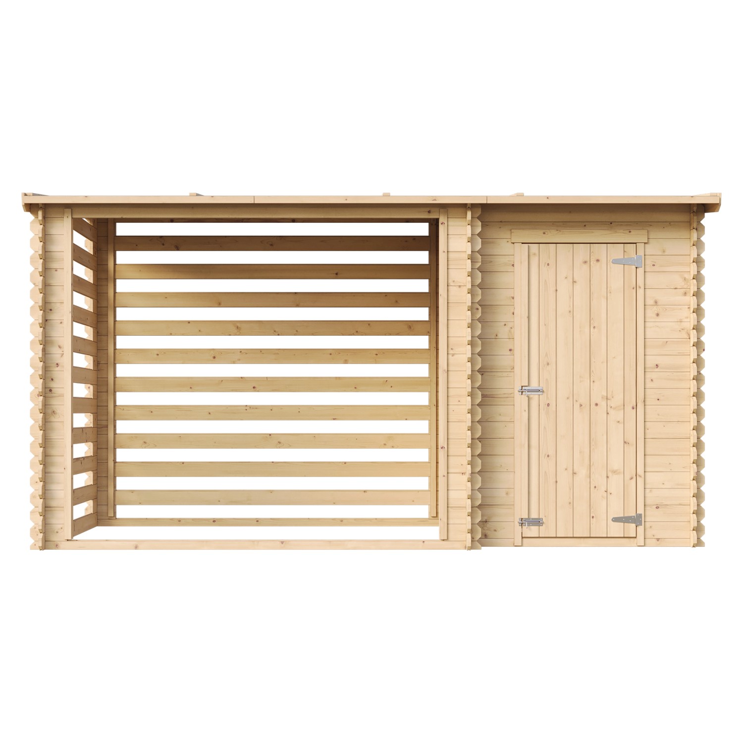 TIMBELA Gartenhaus Holz mit Brennholzregal 3,64 m² M205 ohne Boden günstig online kaufen