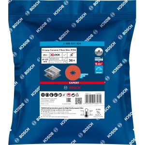Bosch Expert Fiberscheibe X-Lock R782, Ø 125mm, K36, 25 Stück im blauen Paket.