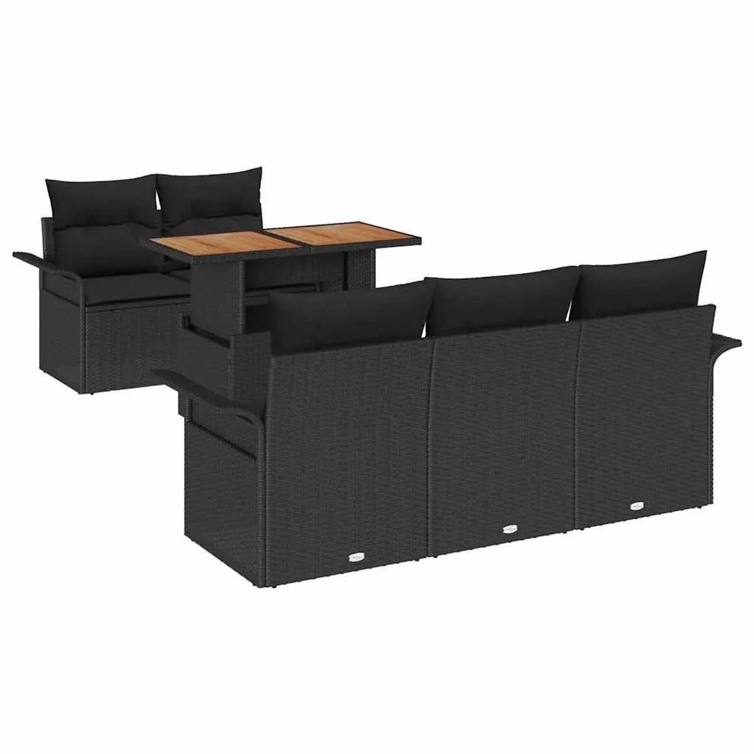 vidaXL Gartensofa-set mit Kissen 6-Tlg Schwarz Poly-Rattan 3349274 günstig online kaufen