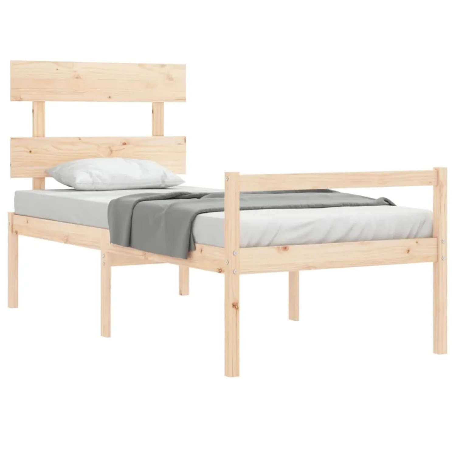 vidaXL Massivholzbett mit Kopfteil, Kiefernholz, Einzelbett