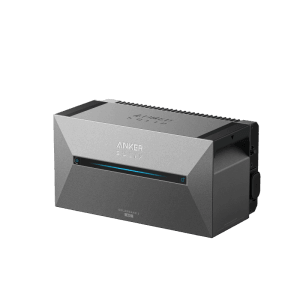Anker SOLIX Solarbank 2 AC Speicher, grau, mit blauer LED-Anzeige. Power Station für Balkonkraftwerke.