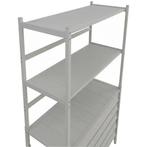 Grau-weißes PROREGAL Aluminium Regal zur Verkleidung von Klimaanlagen/Wärmetauschern.
