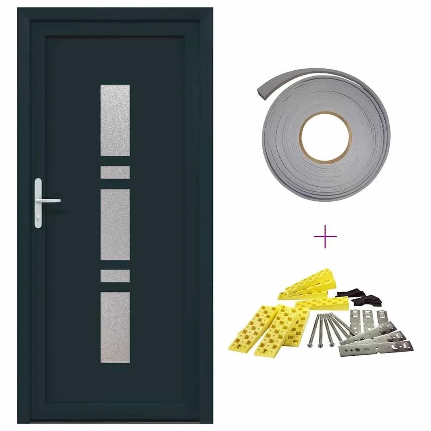 vidaXL Haustür Anthrazit PVC 3385815 günstig online kaufen