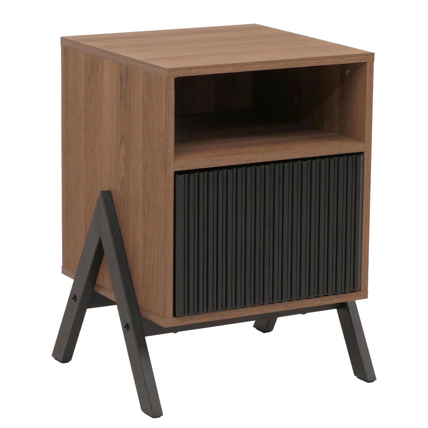 Mcw Nachttisch O40 Schublade Mdf Metall Melamin 59x40x40cm Natur