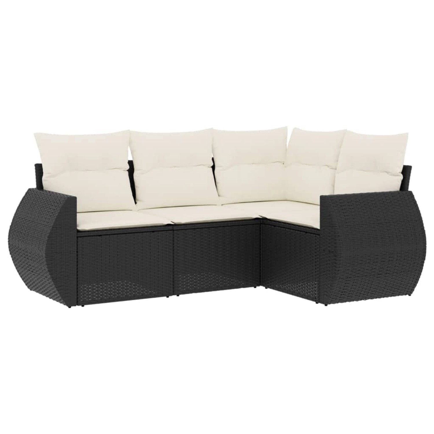 vidaXL 4-Tlg Garten-Sofagarnitur mit Kissen Schwarz Poly Rattan 3221305 günstig online kaufen