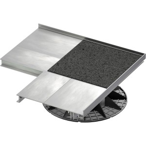 GS Terrassen Randhalter Außenecke aus Aluminium für Plattenverlegung mit Stellfuß.