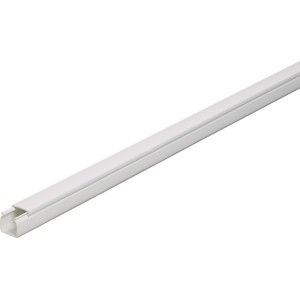 Grauer Kabelkanal, 15x15 mm, 2 m Länge. Zur Verlegung von Kabeln.