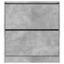 Schmaler Schuhschrank in Betongrau aus Holzwerkstoff mit 2 Kippfächern. Ideal für Flur.