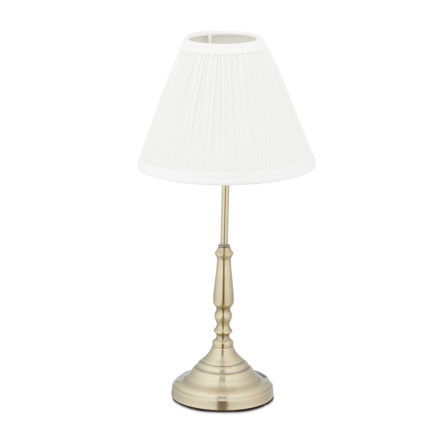 Relaxdays Tischlampe Eisen Stoff Kunststoff Weiß Gold mit Schalter E14 43 cm x 21 cm 700 g
