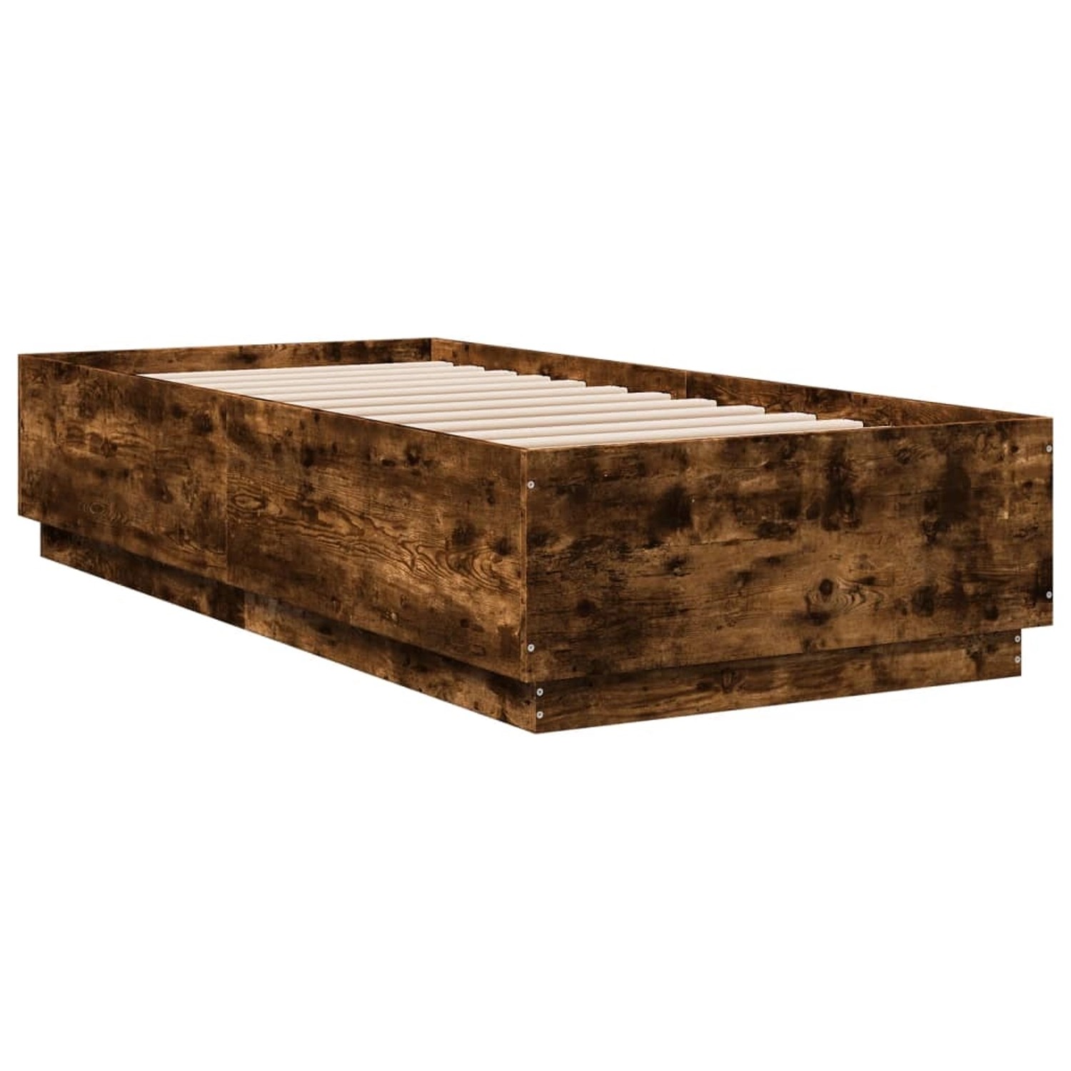 vidaXL Bettgestell mit LED Räuchereiche 100x200 cm Holzwerkstoff 3209629 günstig online kaufen