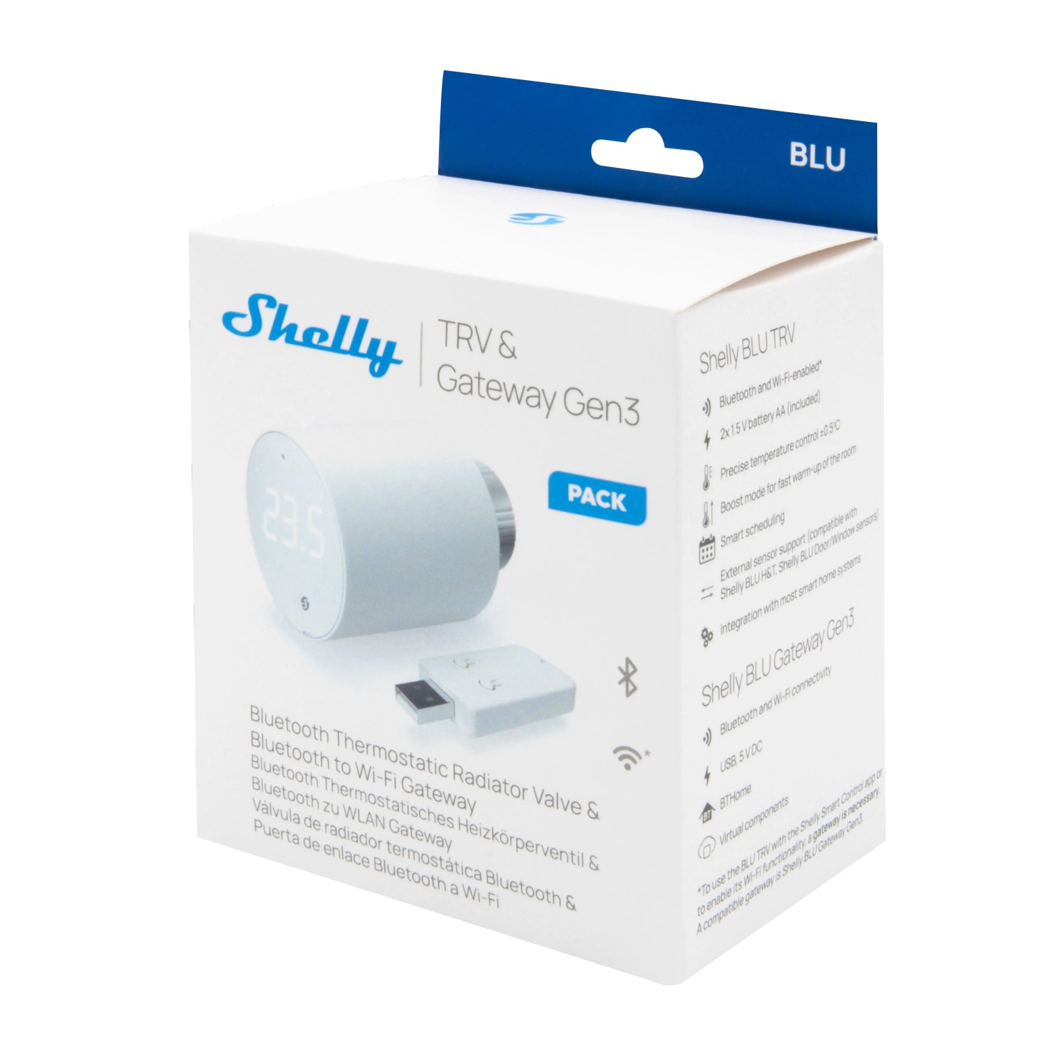 Shelly Blu TRV & Gateway Gen3: Smartes Thermostatventil im Set, zur Hausautomation.