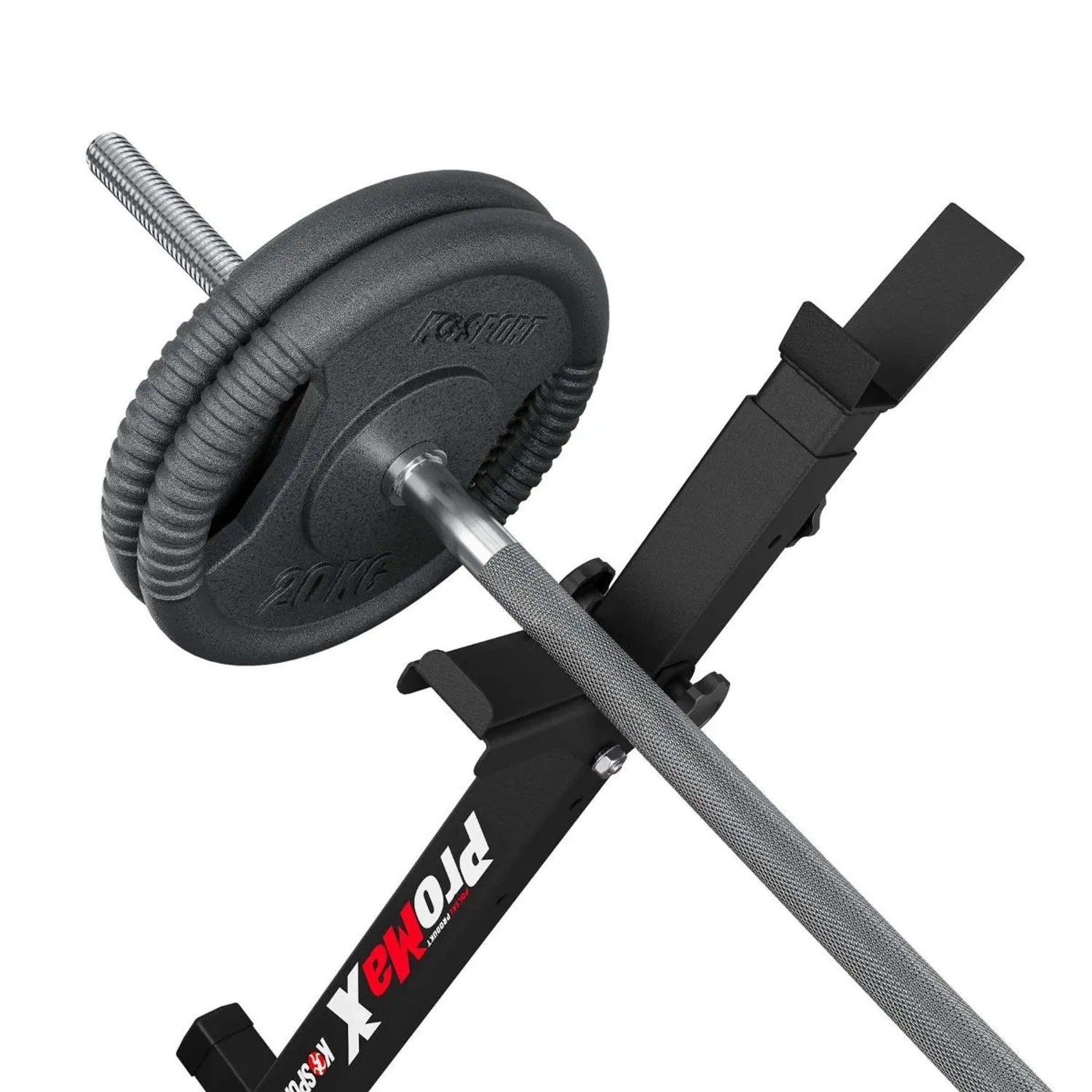 K-Sport Kniebeugeständer mit Langhantel und Hantelscheiben. Squat Rack für Sport & Fitness.