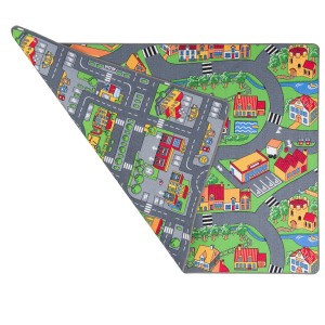 Bunter Pergamon Straßenteppich Metropolis, beidseitig mit Straßenmotiven, 100x165cm.