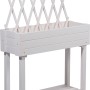 Weißes, rollbares Hochbeet mit Rankhilfe von Dobar, 130x79x28,5 cm. Holz-Hochbeet mit Ablage.