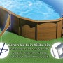 Gre Pool Mauritius Oval mit Holzoptik und Leiter im Garten.