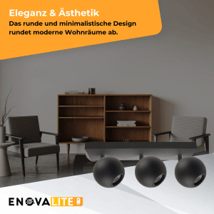 ENOVALITE Deckenspot 3-Flammig Aufbauspot GU10 Schwenkbar LED Deckenleuchte Wohnzimmerbeleuchtung Aluminium Schwarz