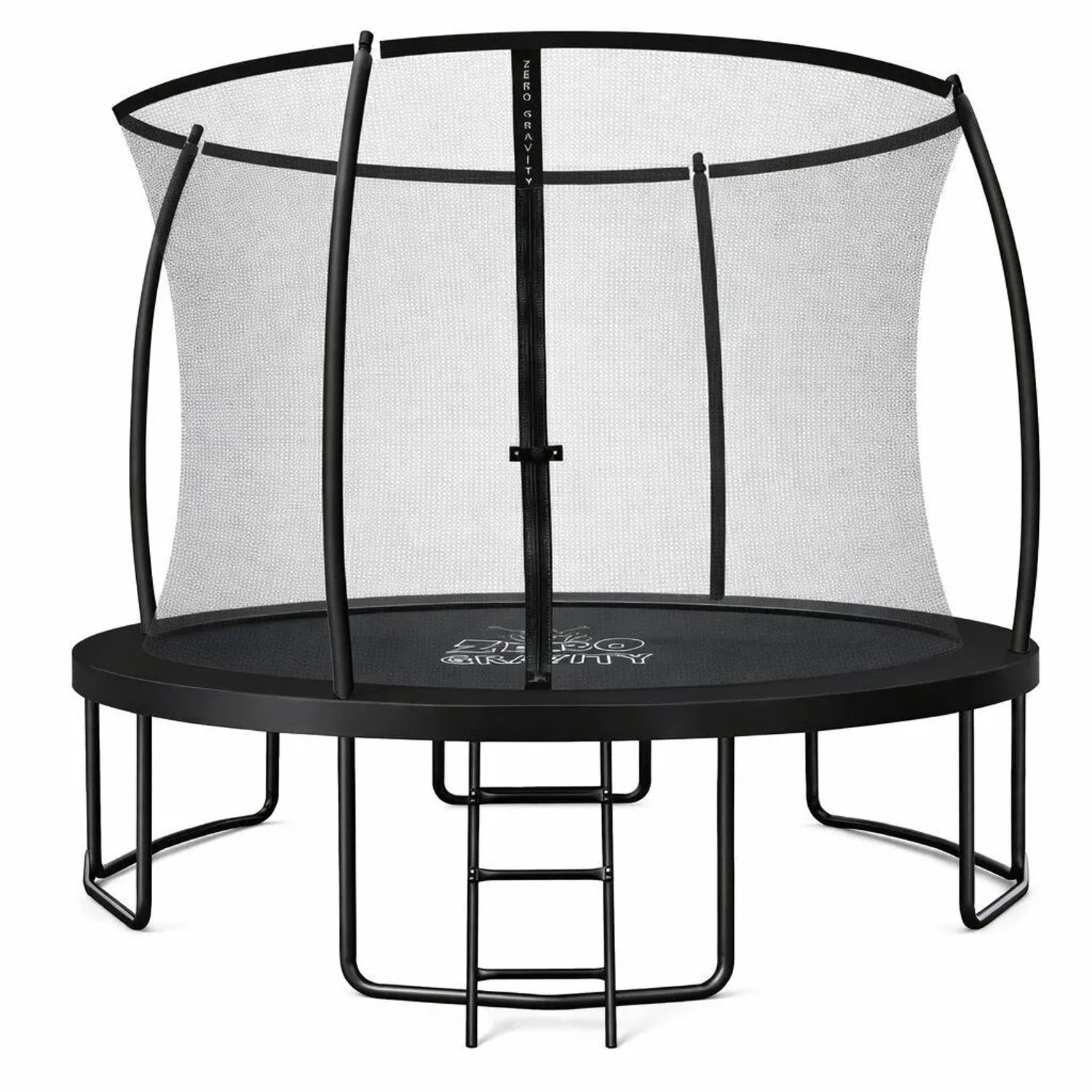 Zero Gravity Trampolin ø 305 cm - TÜV GS - Smartes Klappnetz - Inkl. Leiter & Bodenanker - Schwarz