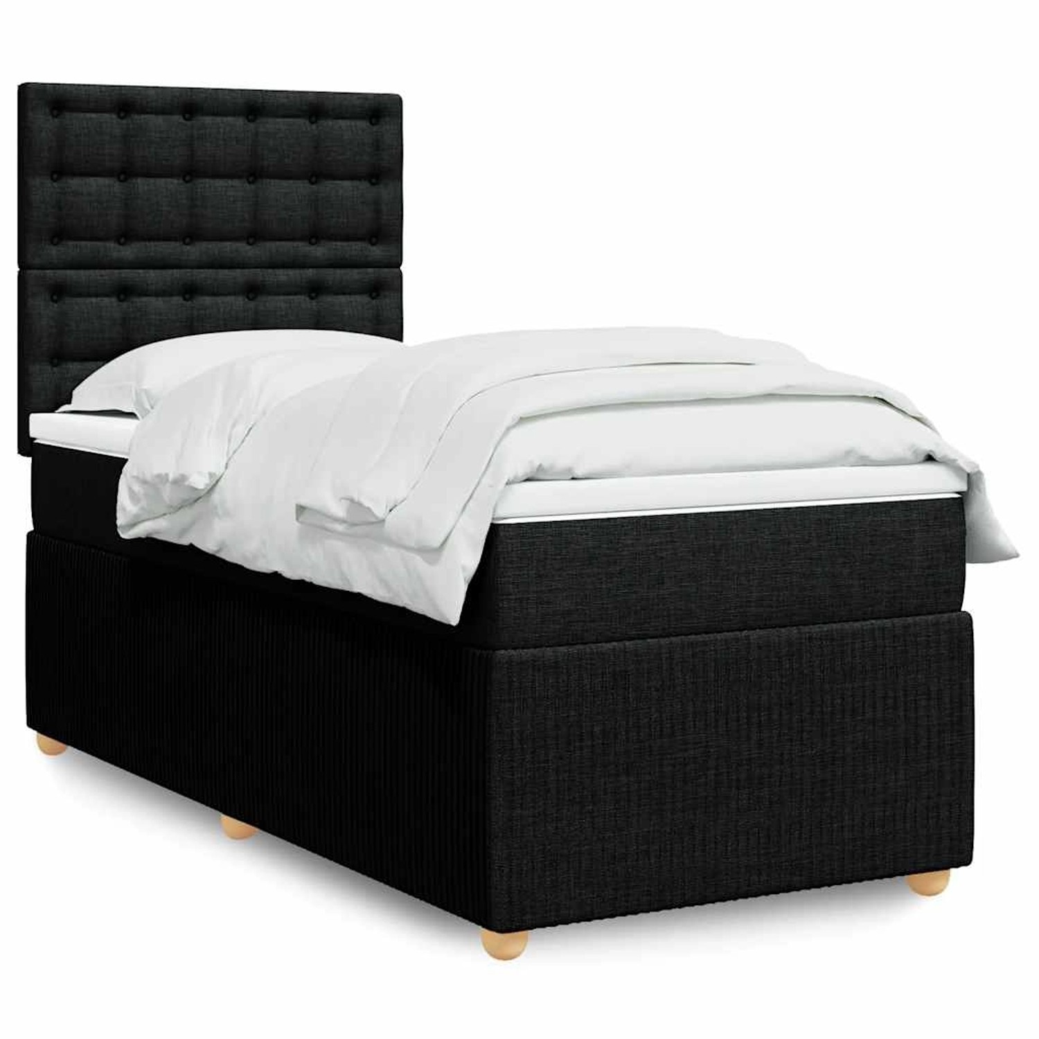 vidaXL Boxspringbett mit Matratze Schwarz 100x200 cm Stoff 3294283 günstig online kaufen